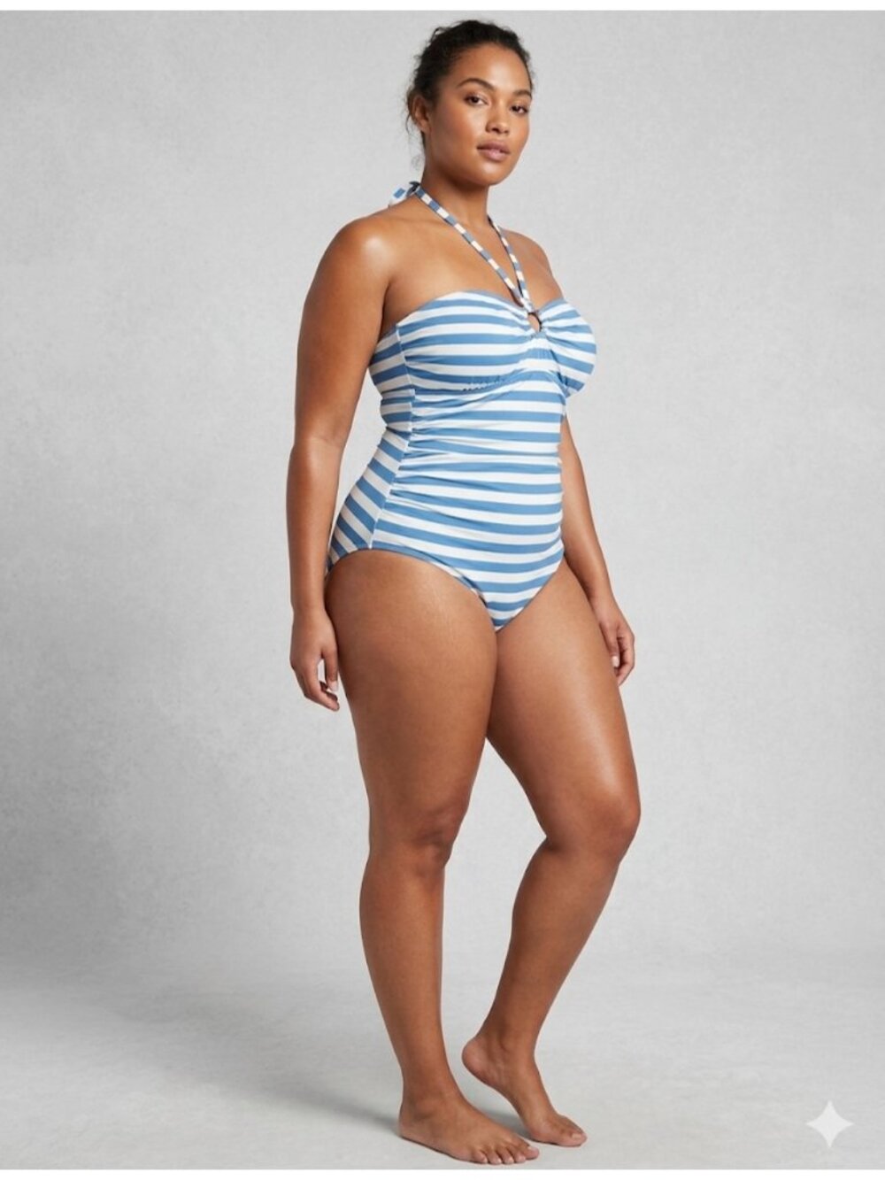 Micheal Kors Women’s Striped Blue White Halter One-Piece Swimsuit Size 12